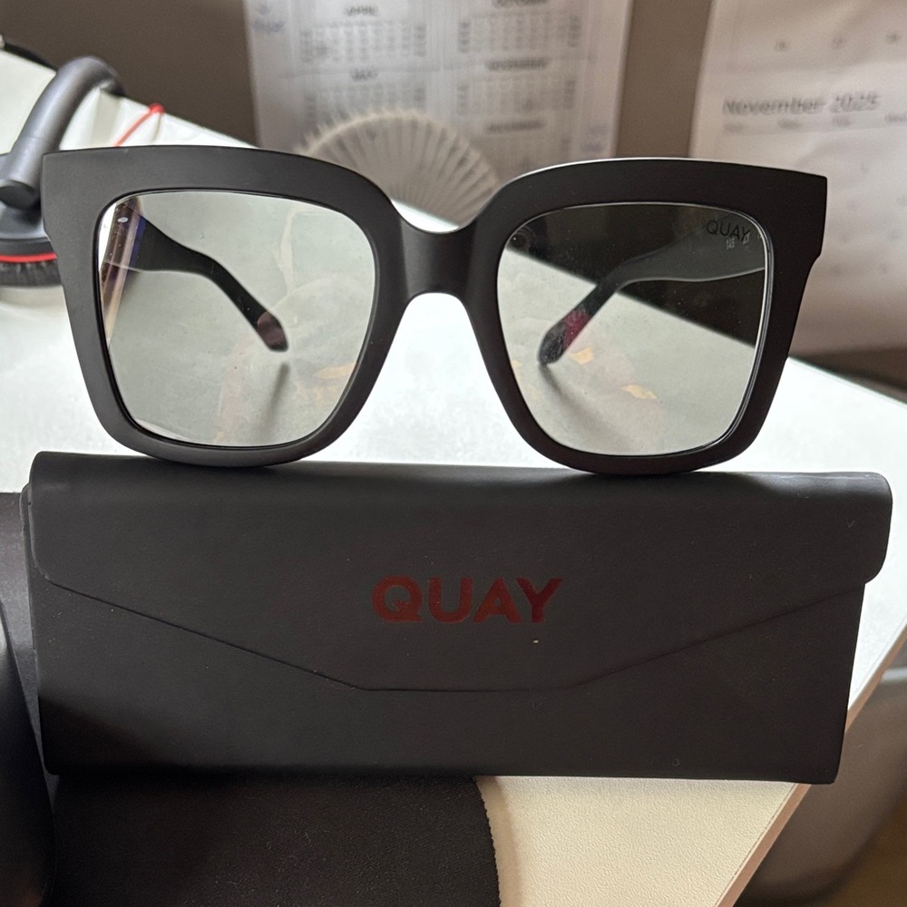 Quay Australia Matte Black Square Sunglasses
